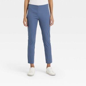 A New Day Women's Blue High Rise Side Zip Skinny Ankle Stretch Pants